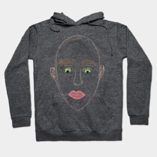 Abstract female head with blue eyes and pink lips Hoodie